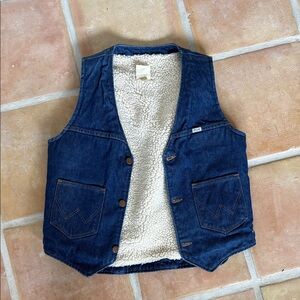 Wrangler Blue Denim Vest with White Sherpa Lining